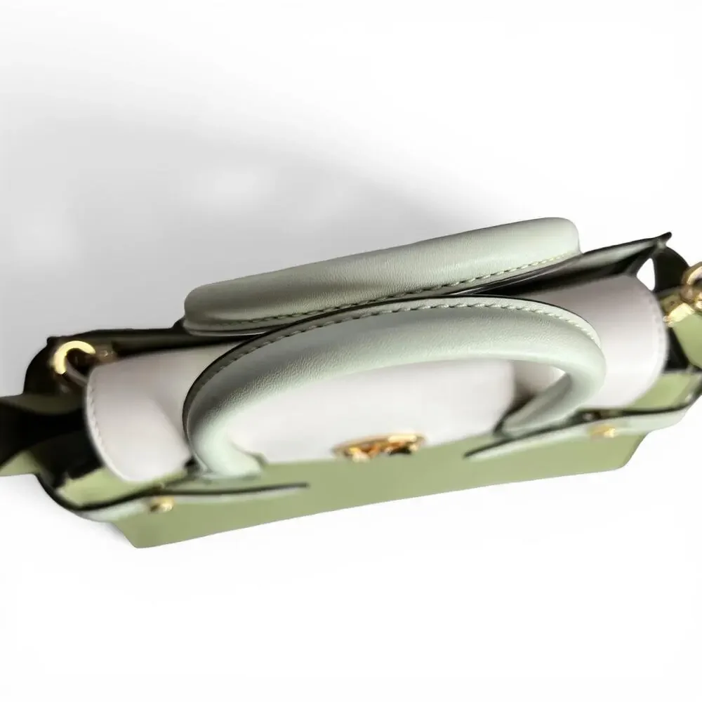 Michael Kors Carmen Medium Color-Block Belted Satchel Light Sage Mint - Picture 2 of 6